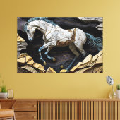 Een paarse galoping op de Rocks Canvas Print (Insitu (Woonkamer))