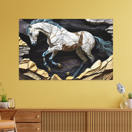 Een paarse galoping op de Rocks Canvas Print (Insitu (Woonkamer))
