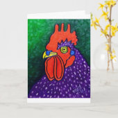 Een paarse Haan Kaart (Gele Bloem)