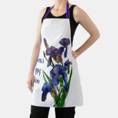 Een paarse Iris Schort met naam en boodschap (Insitu)