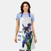 Een paarse Iris Schort met naam en boodschap (Gedragen)