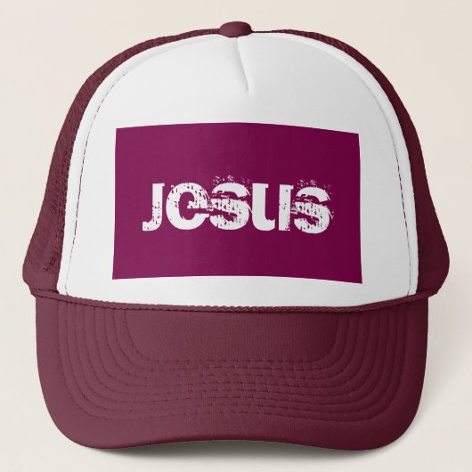 Een Paarse Jesus Trucker Hat Pet (Voorkant)
