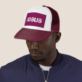 Een Paarse Jesus Trucker Hat Trucker Pet (In situ)
