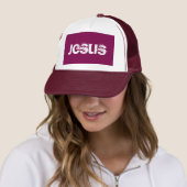 Een Paarse Jesus Trucker Hat Trucker Pet (In situ)