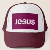 Een Paarse Jesus Trucker Hat Trucker Pet (Voorkant)