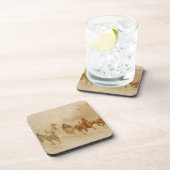 Een paarse Open Sleigh Race Set kurkOnderzetters Onderzetter (Rechterzijde)