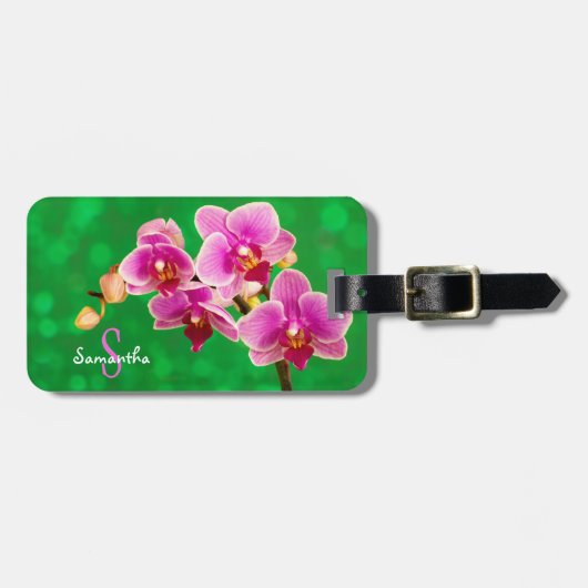 Een paarse orchidee bagagelabel (Voorkant horizontaal)