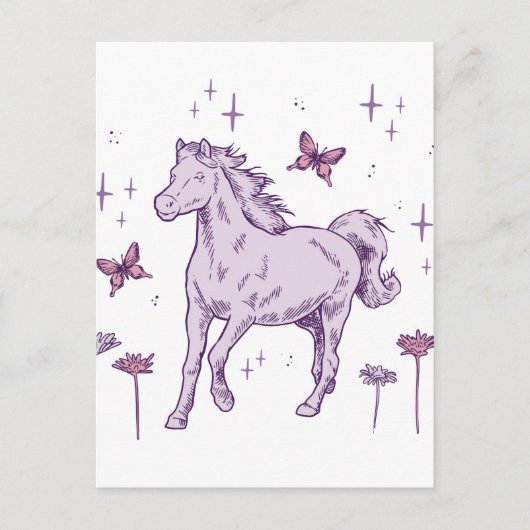 Een paarse paard briefkaart (Voorkant)