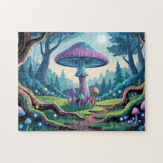 Een paarse paddenstoel legpuzzel (Horizontaal)