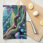 Een paarse paddenstoel theedoek (Quarter Fold)