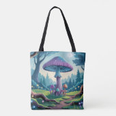 Een paarse paddenstoel tote bag (Achterkant)