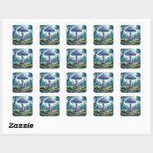Een paarse paddenstoel vierkante sticker (Vel)