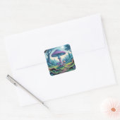 Een paarse paddenstoel vierkante sticker (Envelop)