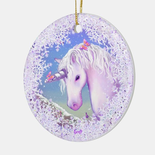 Een paarse paradijs en sneeuw keramisch ornament (Links)