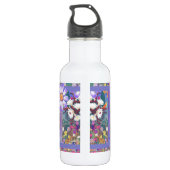 Een paarse paradijs waterfles (Achterkant)
