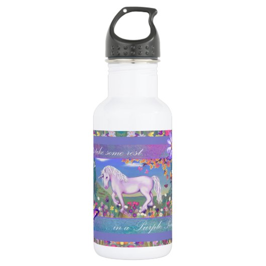 Een paarse paradijs waterfles (Voorkant)