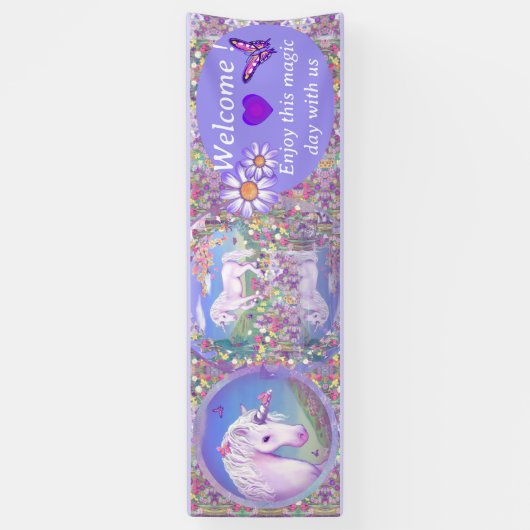 Een paarse paradijsbanner spandoek (Verticaal)