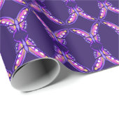 Een paarse paradijselijke daisy / vlinder cadeaupapier (Rol Hoek)