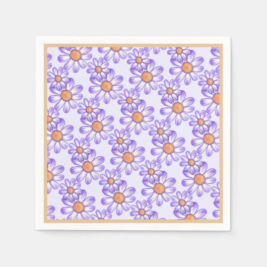 Een paarse paradijselijke daisy / vlinder servet (Voorkant)