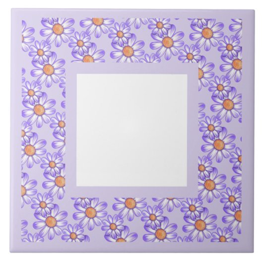 Een paarse paradijselijke daisy / vlinder tegeltje (Voorkant)