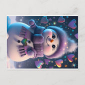 Een Paarse-Scared Snow Sweetheart - sneeuwman gi Feestdagenkaart (Voorkant)