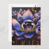 Een Paarse surrealistische bloem met oogbollen Briefkaart (Voorkant / Achterkant)