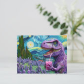 Een paarse T-Rex met lavendel limonade fantasie Briefkaart (Staand voorkant)