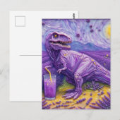 Een paarse T-Rex met lavendellemonade Briefkaart (Voorkant / Achterkant)