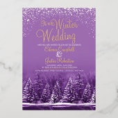Een paarse wintertrouwerij folie uitnodiging (Voorkant)