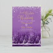 Een paarse wintertrouwerij folie uitnodiging (Staand Voorkant)