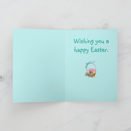 Een paaskaart. Varkens, eieren, paasmand Feestdagen Kaart (Binnen)