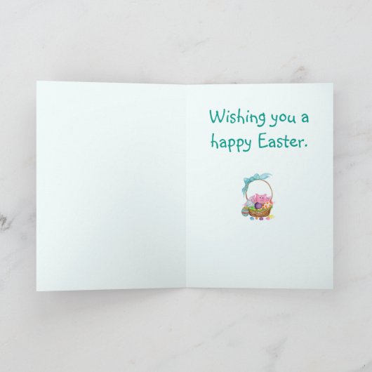 Een paaskaart. Varkens, eieren, paasmand Feestdagen Kaart (Binnen)