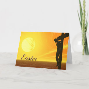 Een paaskaart waarop de Crucifixatie wordt weergeg Feestdagen Kaart