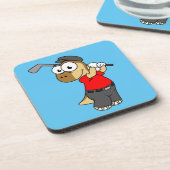 Een Pachycephalosaurus die golf speelt. Bier Onderzetter (Linkerzijde)