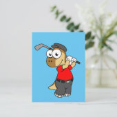 Een Pachycephalosaurus die golf speelt. Briefkaart (Staand voorkant)