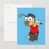Een Pachycephalosaurus die golf speelt. Briefkaart (Voorkant / Achterkant)