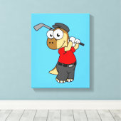 Een Pachycephalosaurus die golf speelt. Canvas Afdruk (Insitu (Houten vloer))