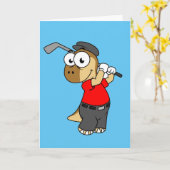 Een Pachycephalosaurus die golf speelt. Kaart (Gele Bloem)