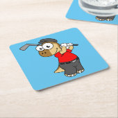 Een Pachycephalosaurus die golf speelt. Kartonnen Onderzetters (Schuin)