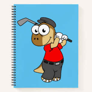 Een Pachycephalosaurus die golf speelt. Notitieboek
