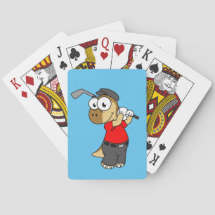 Een Pachycephalosaurus die golf speelt. Pokerkaarten