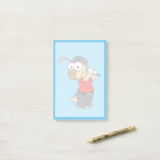 Een Pachycephalosaurus die golf speelt. Post-it® Notes (Op bureau)