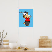Een Pachycephalosaurus die golf speelt. Poster (Keuken)