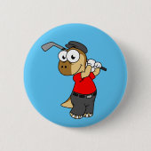 Een Pachycephalosaurus die golf speelt. Ronde Button 5,7 Cm (Voorkant)