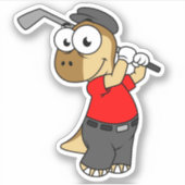 Een Pachycephalosaurus die golf speelt. Sticker (Voorkant)