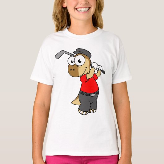 Een Pachycephalosaurus die golf speelt. T-shirt (Voorkant)