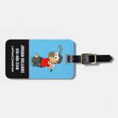 Een Pachycephalosaurus-dinosauriër speelt golf. Bagagelabel (Voorkant horizontaal)