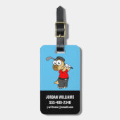 Een Pachycephalosaurus-dinosauriër speelt golf. Bagagelabel (Voorkant verticaal)