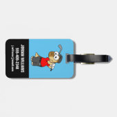 Een Pachycephalosaurus-dinosauriër speelt golf. Bagagelabel (Achterkant horizontaal)