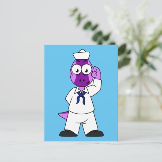 Een Pachycephalosaurus dinosaurus zeeman. Briefkaart (Staand voorkant)